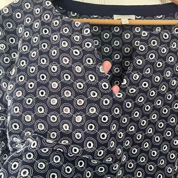 Talbots Swimsuit Cover Blue with White Eyelets V Neck - Picture 4 of 9